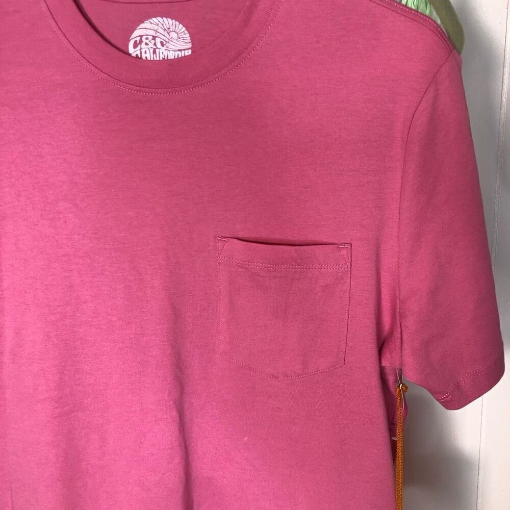 NWT C&C California Mens Solid Crew Neck Short Sleeve Cotton T-Shirt Pink Small - Picture 3 of 5
